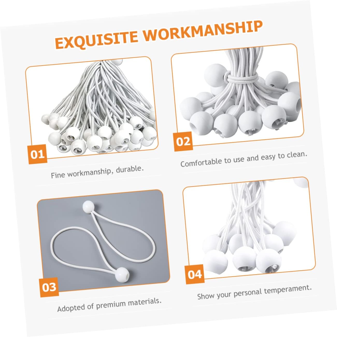 50pcs Bungee Cord Ball Elastic Tie Down Cords for Tents Tarps and Canopies Lightweight Durable and Easy to Use for Camping and Outdoor Activities