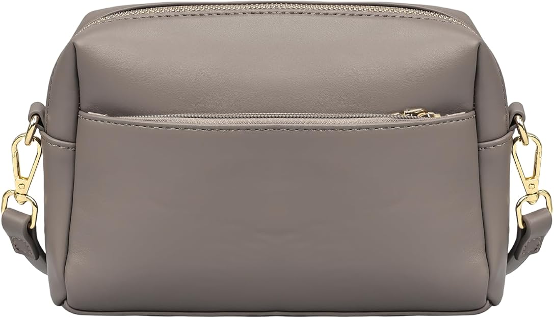 LNORMIA Triple Zip Crossbody Bag for Women - Vegan Leather Camera Purse with Detachable Strap &amp; Organizer Pockets for Travel