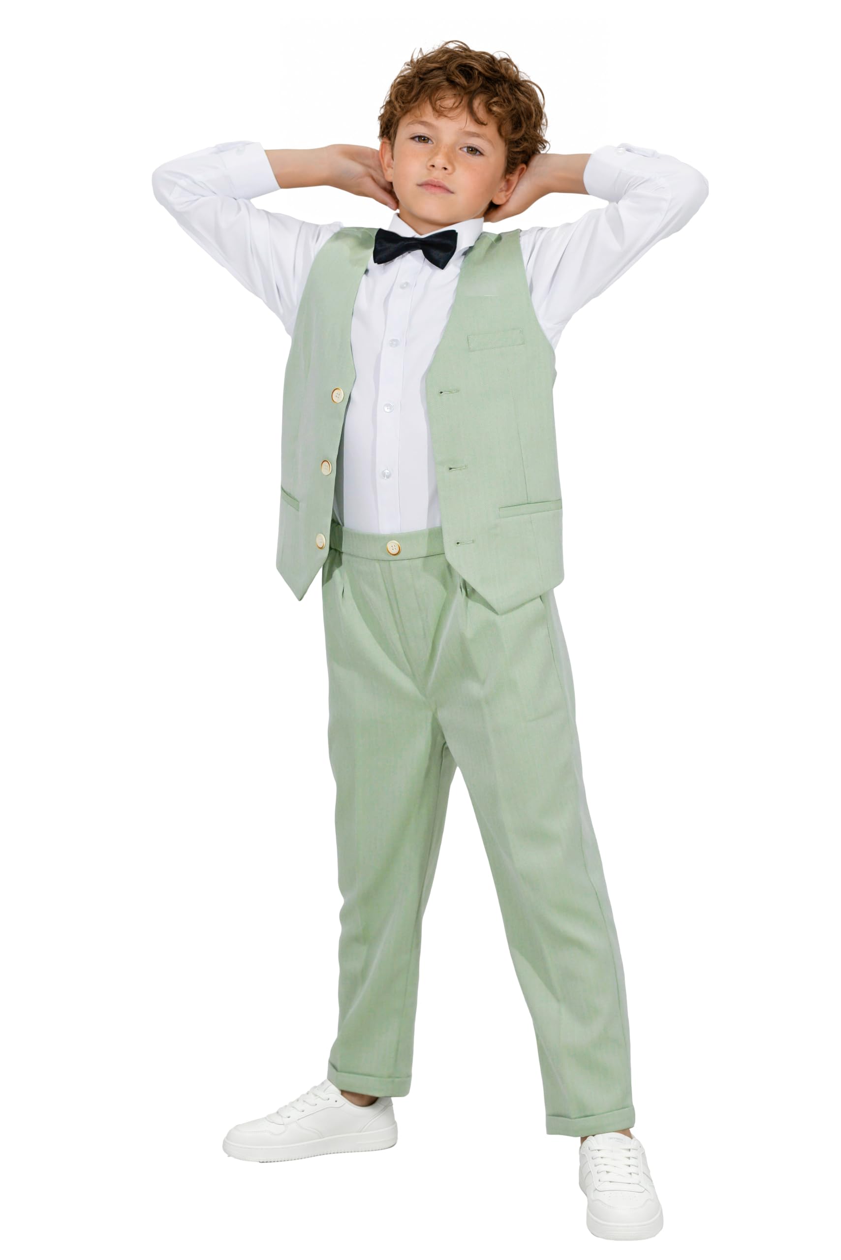 LOLANTA Costume de Cérémonie 4 pièces pour Garçon, Ensemble de Gilets, Vêtements d'occasion pour Les fêtes d'anniversaire et de Mariage des Enfants 2-13 Ans