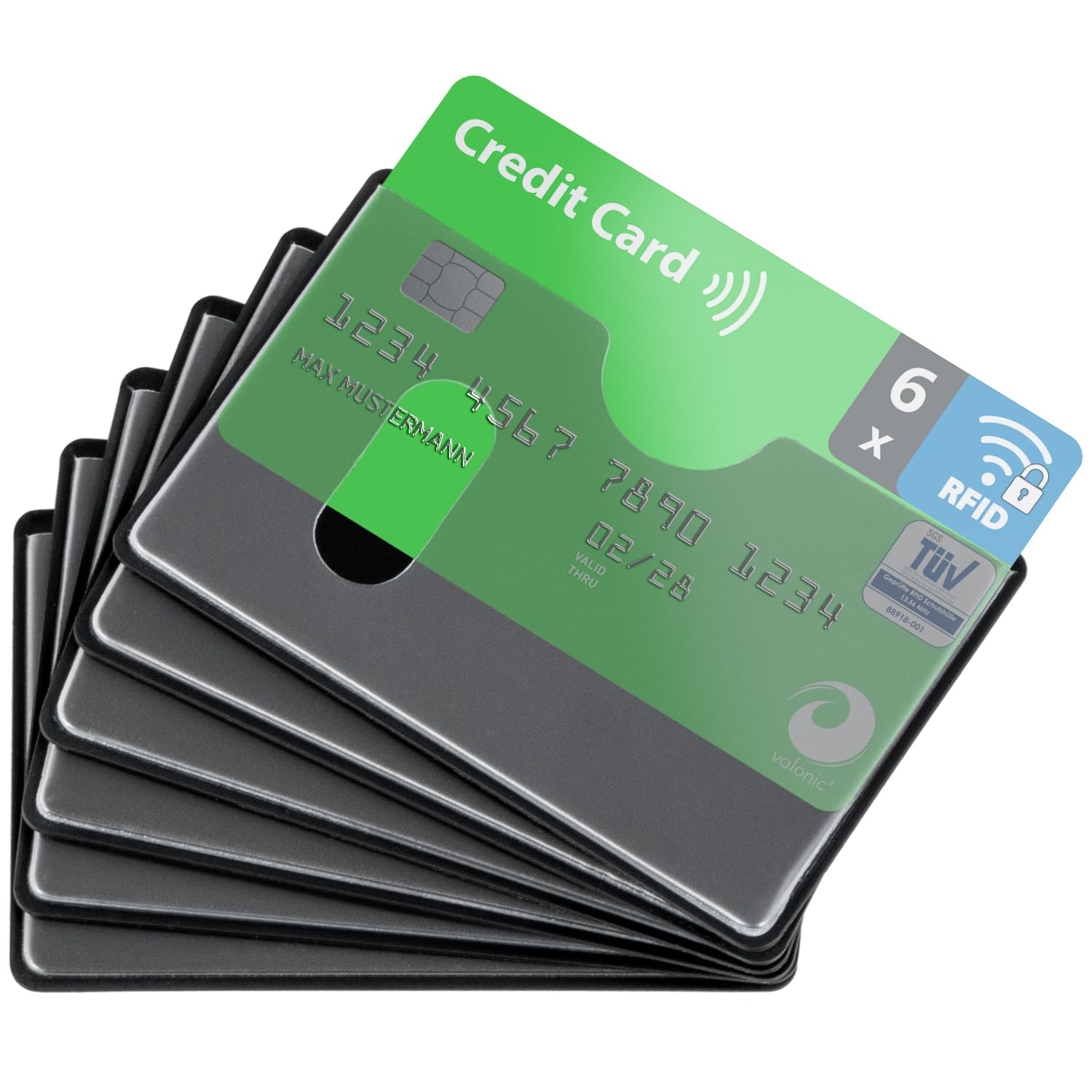 Credit Card Holder RFID Blocking, 6-Pack, Sturdy Clear Plastic Sleeve - Protector - Banking Cards Sleeves for Debit Card, Card Holder