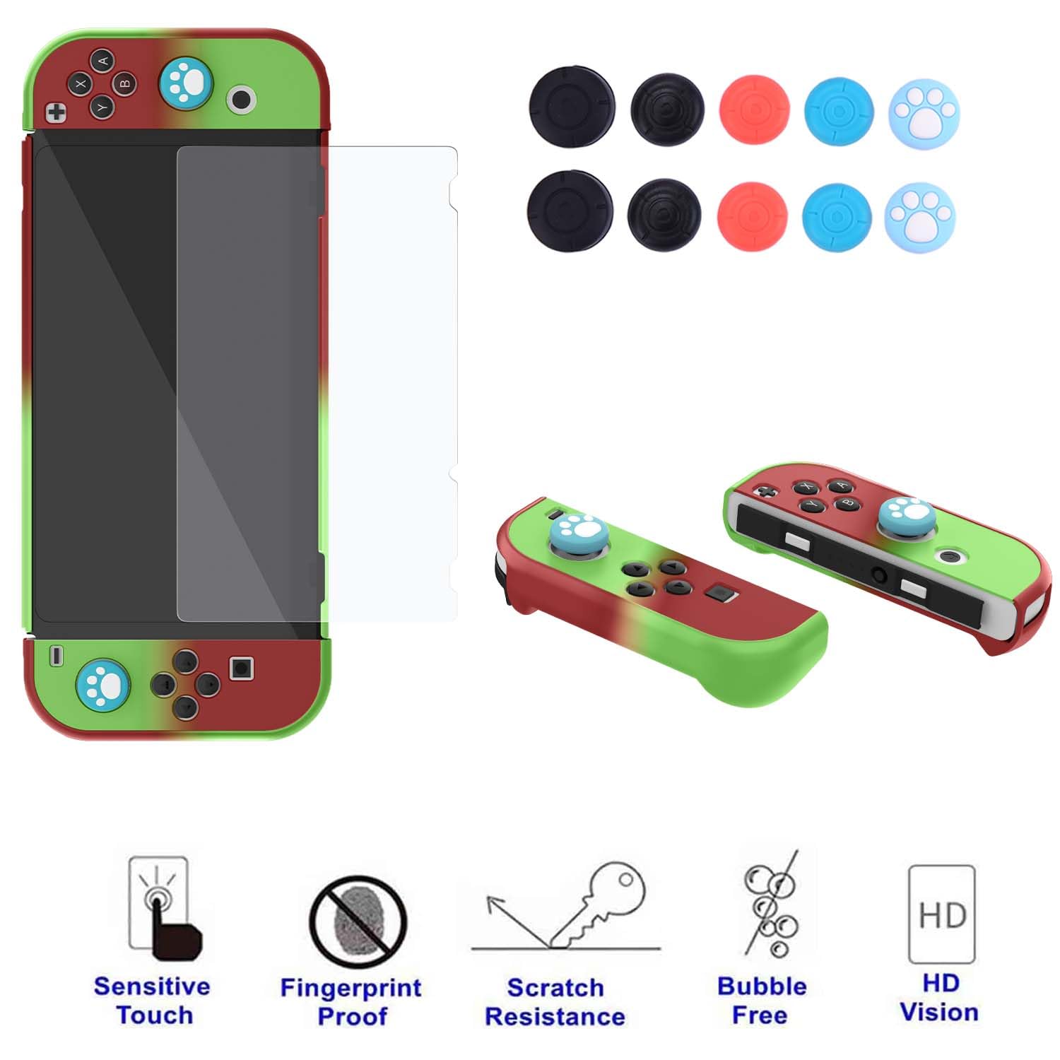COMCOOL Funda acoplable para Nintendo Switch OLED, protección contra caídas de grado militar de 9 pies, con protector de pantalla de vidrio templado, bonita funda protectora Kawaii para Nintendo