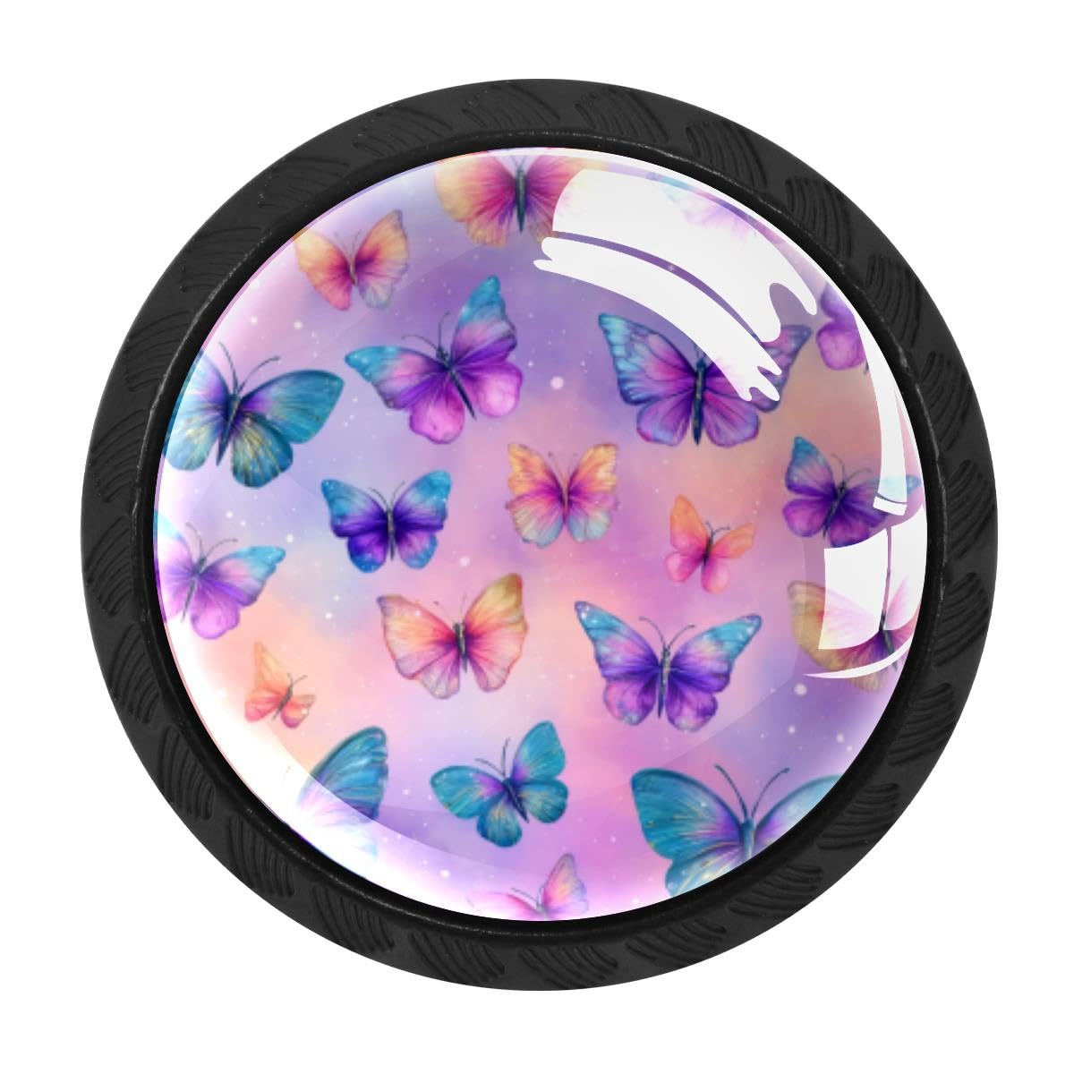 Heoeh Multi 5 4 Pcs Kitchen Cabinet Knobs, Rainbow Butterfly Drawer Knobs Dresser Handles