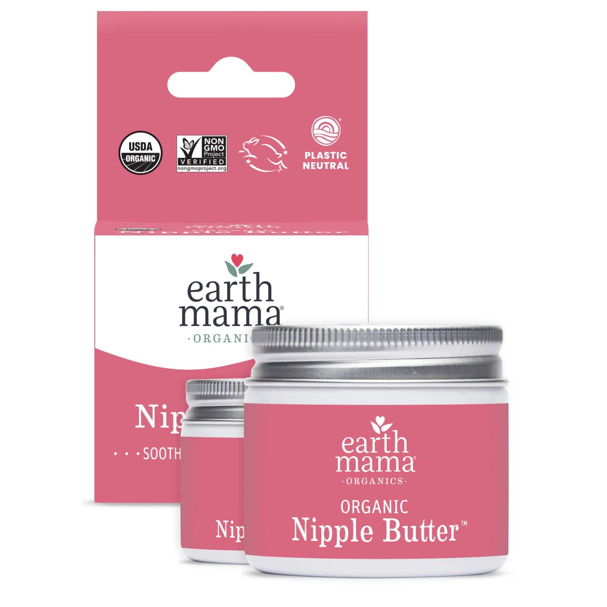 Earth MamaOrganic Nipple Butter™ | Nipple Cream Safe for Breastfeeding | Postpartum Essentials for Nursing | Non Lanolin Nipple Cream, 2 fl oz (2-Pk)USDA Organic