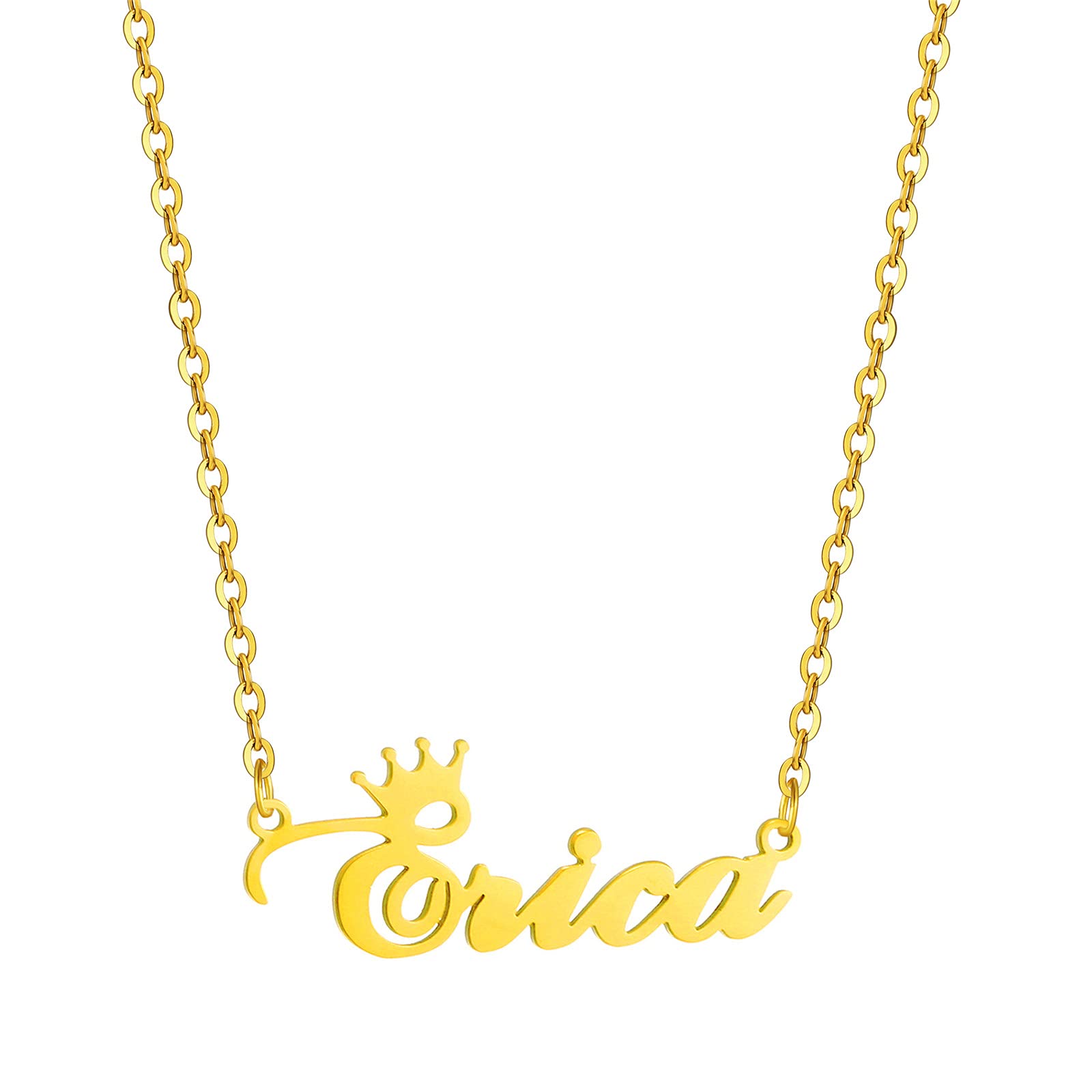 SKQIRGold Custom Women Name Necklace Personalized, Customized Chains Name Pendants Necklaces Personalized Name Necklace with Crown for Women Girl Gift