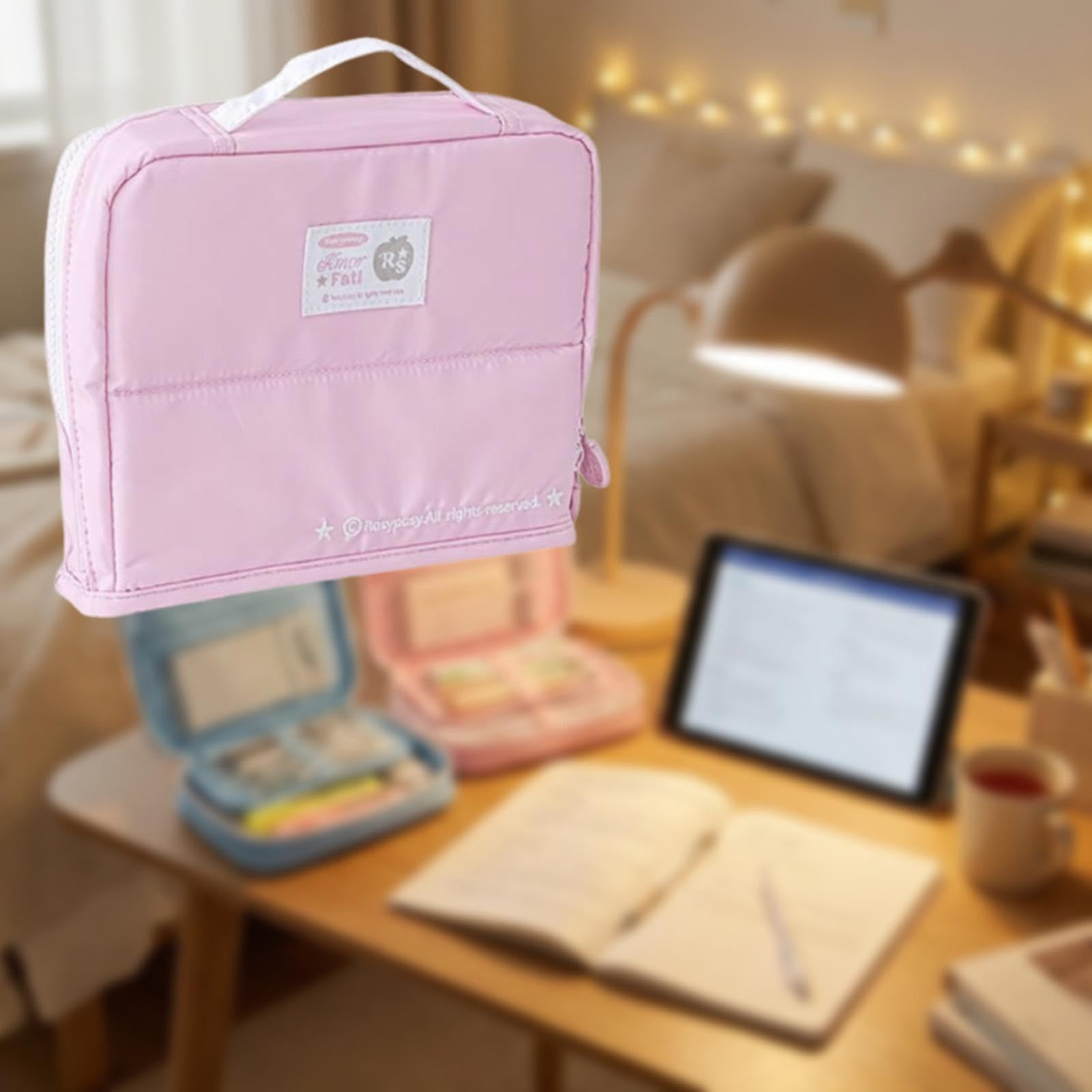 Leichtes, Kreatives Und Vielseitiges Federmäppchen mit Großem Fassungsvermögen, Ideal für Schüler, zu Hause Oder Unterwegs, Rosa