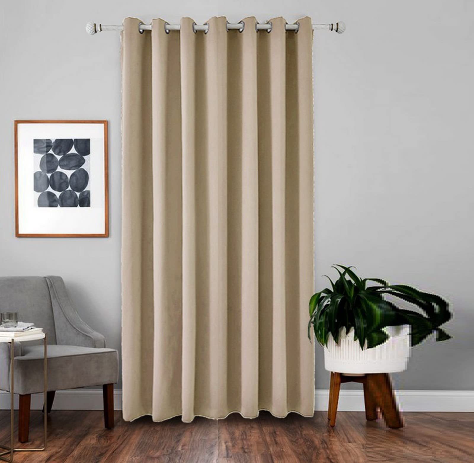 A.Monamour Tenda Oscurante con Occhielli per Interni Termiche Isolante Solida Tendina Finestra Tenda a Vetro Tenda a Pannello Tenda Porta Armadio Lavandino per Soggiorno Camera da Letto 1 pezzo beige