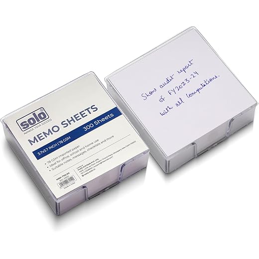 SOLO Memo White Sheets Pack of 2, 7 inch
