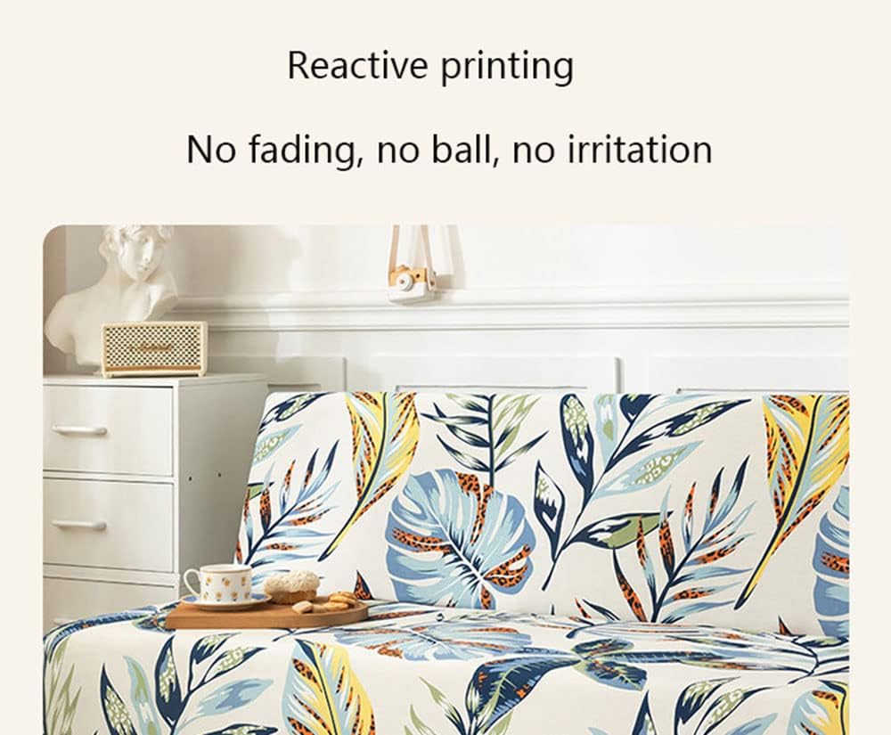 YOPOIY Printed Fitted Futon Cover High Stretch Futon Slipcover Polyester Spandex Washable Armless Sofa Cover for Living Room Bedroom -6-150-180cm