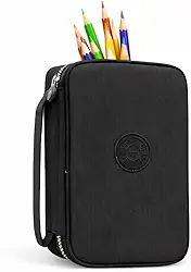 Estojo Box Organizador Escolar Com Divisórias Multifuncional 24 Elásticos Lápis Caneta 100 Pens Masculino Feminino Premium Preto