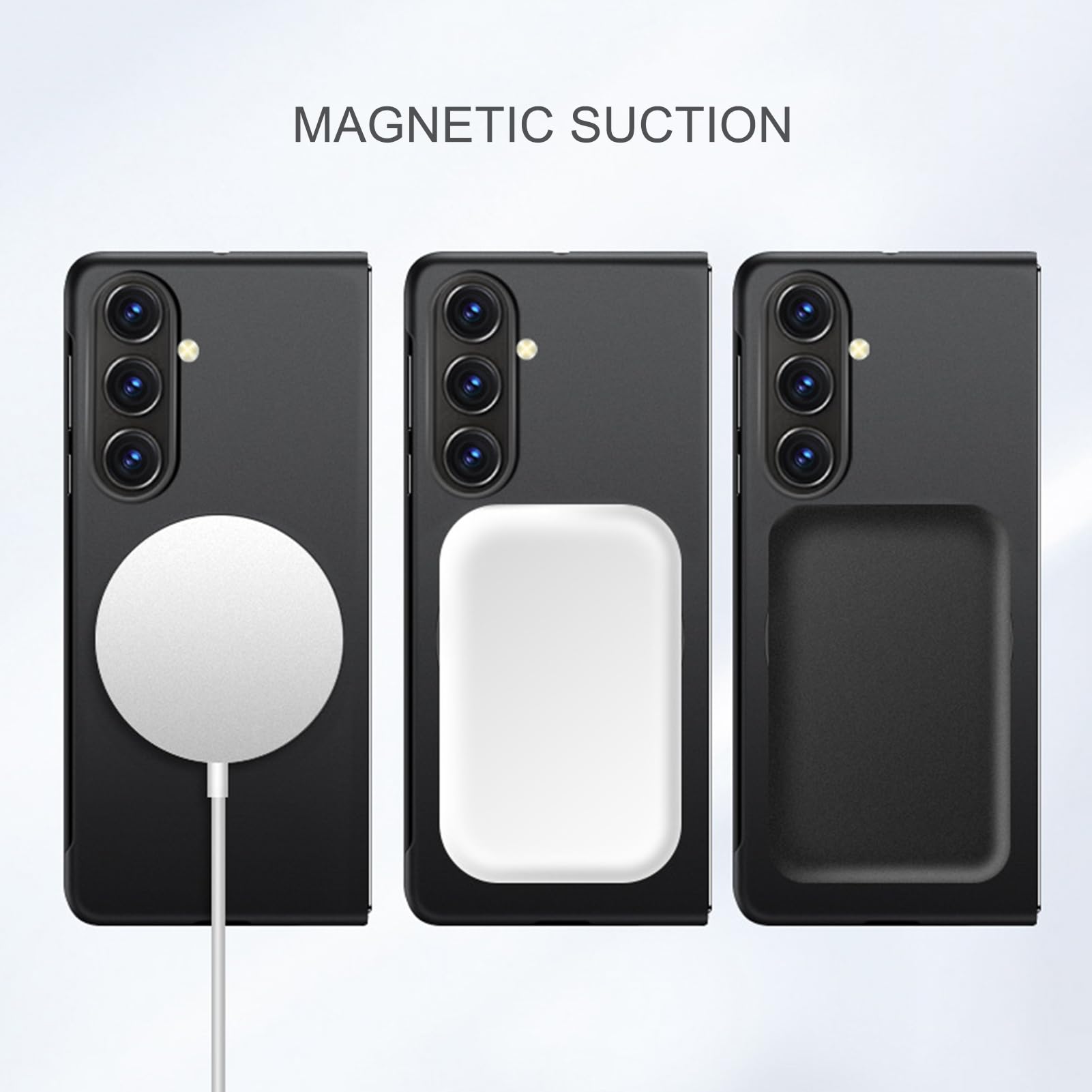Custodia Ultra Sottile For Samsung Galaxy Z Fold 8 Ultra, Anello Rotante Montata Su Auto Ventosa Magnetica Cover For Telefono Ricarica Wireless Custodia Rigida For PC Protezione Caduta(Black)