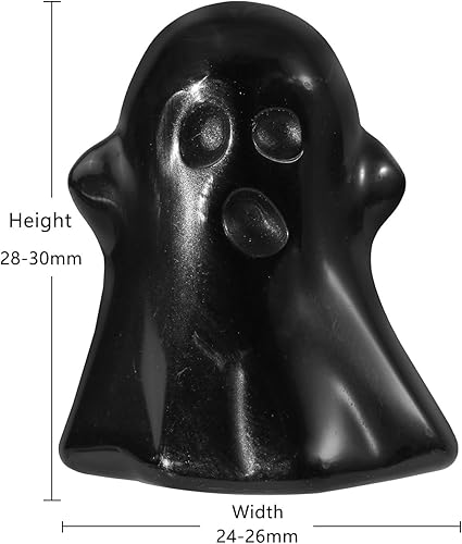 Miniatura 2 de Rockcloud 2 piezas de piedras de cristal de obsidiana negra, fantasma, figurita de Halloween, estatua de fantasma, ornamento de decoración de fiesta