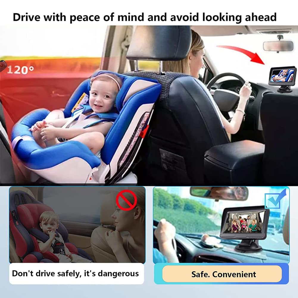 Kit de cámara de marcha atrás inalámbrica HD 1080P con visión nocturna de cristal, espejo de coche, espejo de asiento trasero, kit de seguridad de viaje para caravana, remolque, camión, coche