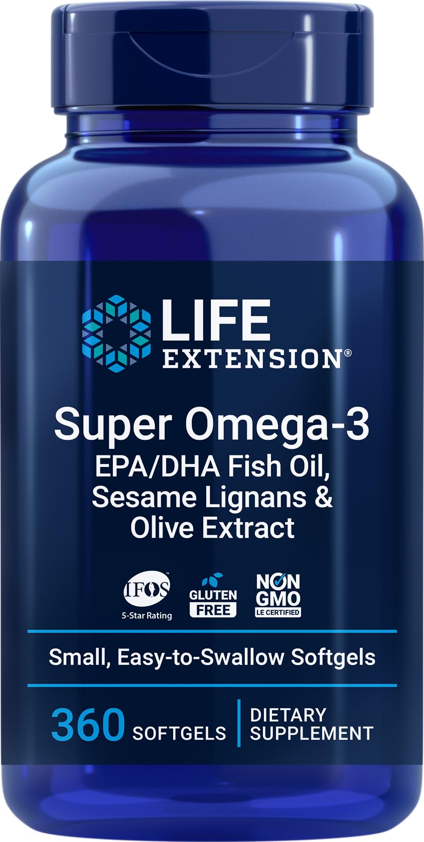 Amazon.com: Life Extension Super Omega-3 360 軟膠囊,易於吞嚥