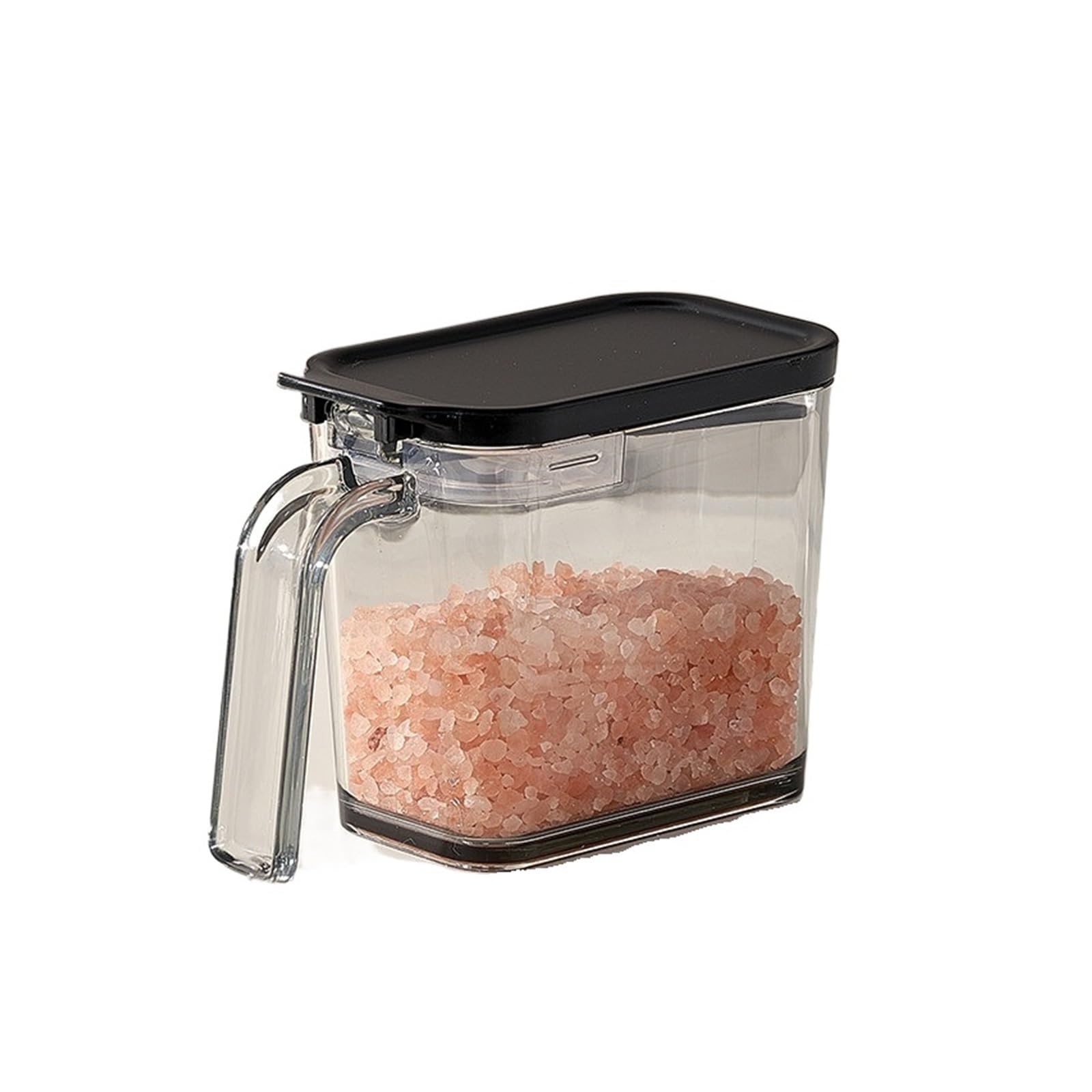 HYFEUOKF 1 Sealed Pop-Top Seasoning Box With Spoon, Household Moisture-Proof Bottle, Msg Salt Storage(Black)