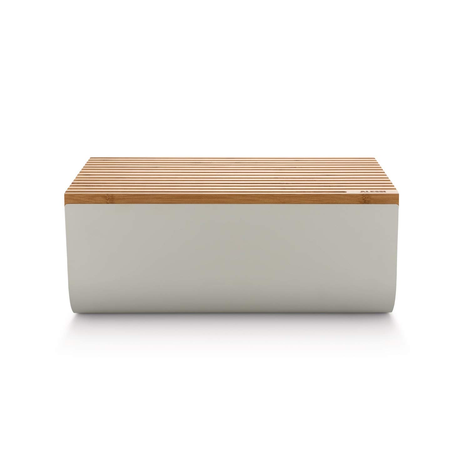 Alessi Mattina BG03 WG - Brotkasten aus Edelstahlstahl mit Epixidharz und Bambusholz, Warm Grey