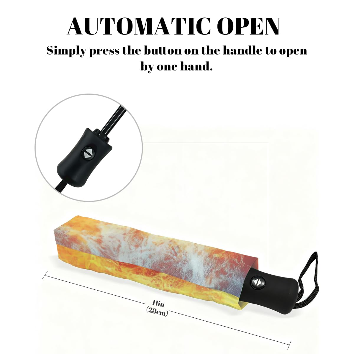 Ombrello pieghevole da calcio astratto acqua fuoco ombrello da viaggio compatto antivento impermeabile con protezione UV rivestimento nero leggero 8 coste portatile per pioggia sole