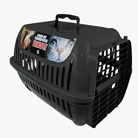 Brinqpet Caixa de Transporte para Animais de Estimação - Preta - Tamanho Pequeno - Ideal para Gatos, Cachorros e Coelhos - Resistente e Higiênico