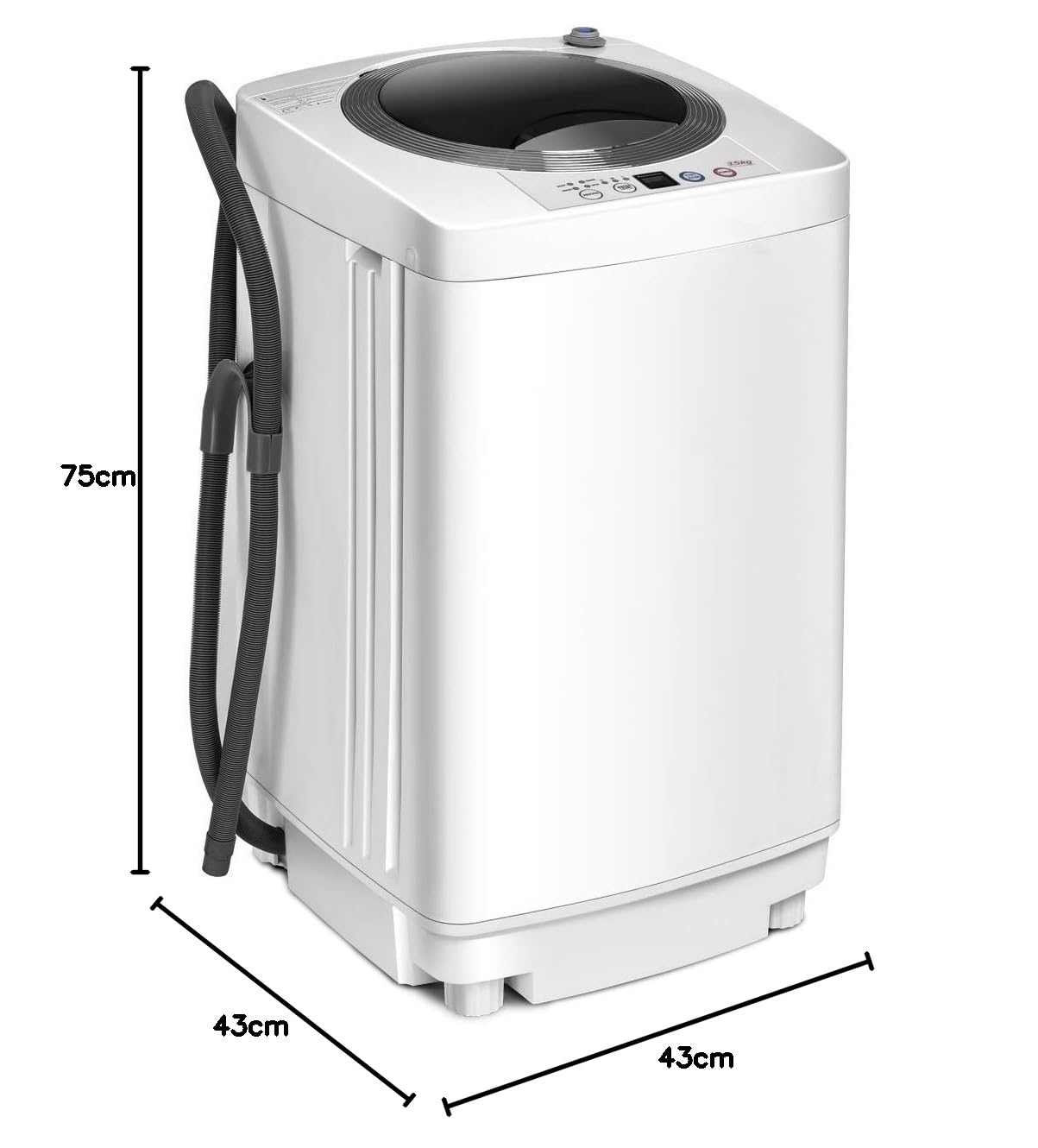 FANTASK Waschmaschine Vollautomat 3,5KG, Miniwaschmaschine mit Schleuder, 6 Programme, 240W Toplader Waschvollautomat mit Pumpe für Appartement, Wohnmobil & Camping