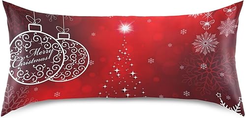 Fundas de almohada rojas navideñas, funda de almohada tamaño King, con cierre de sobre, funda de almohada de seda, 40 x 20 pulgadas