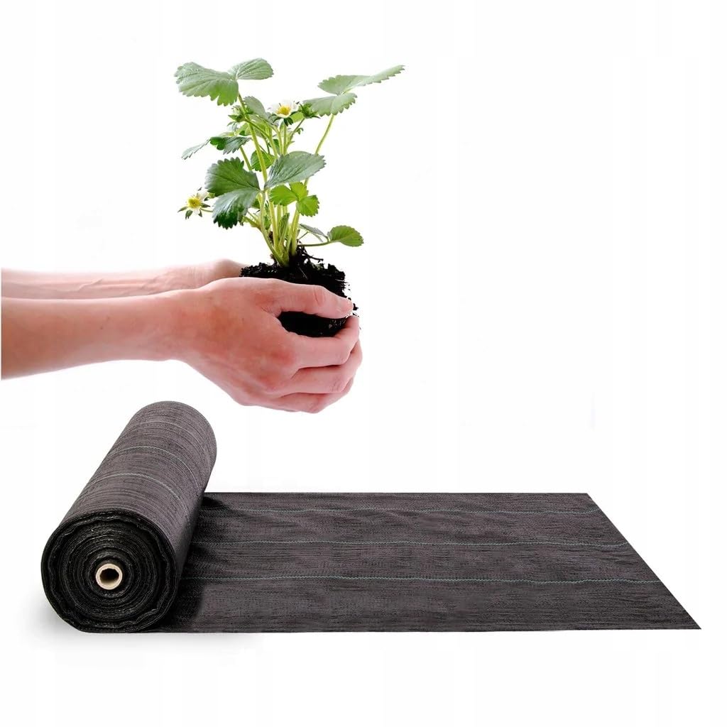 eGarden Agrotkanina - Włóknina przeciw chwastom, folia ogrodowa 90 g/m² – przepuszczająca wodę, odporna na promieniowanie UV tkanina do skutecznego zwalczania chwastów (1,6 x 100 M - 160m2)