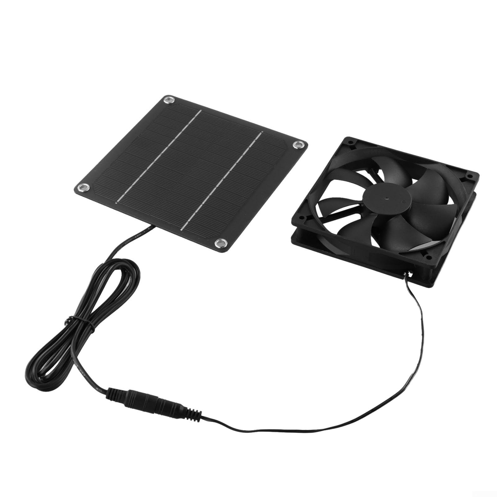 Ventola di scarico ad energia solare, 50 W, 12 V, 76,3 CFM, con pannello solare, per serra, pollame e cani, colore: nero