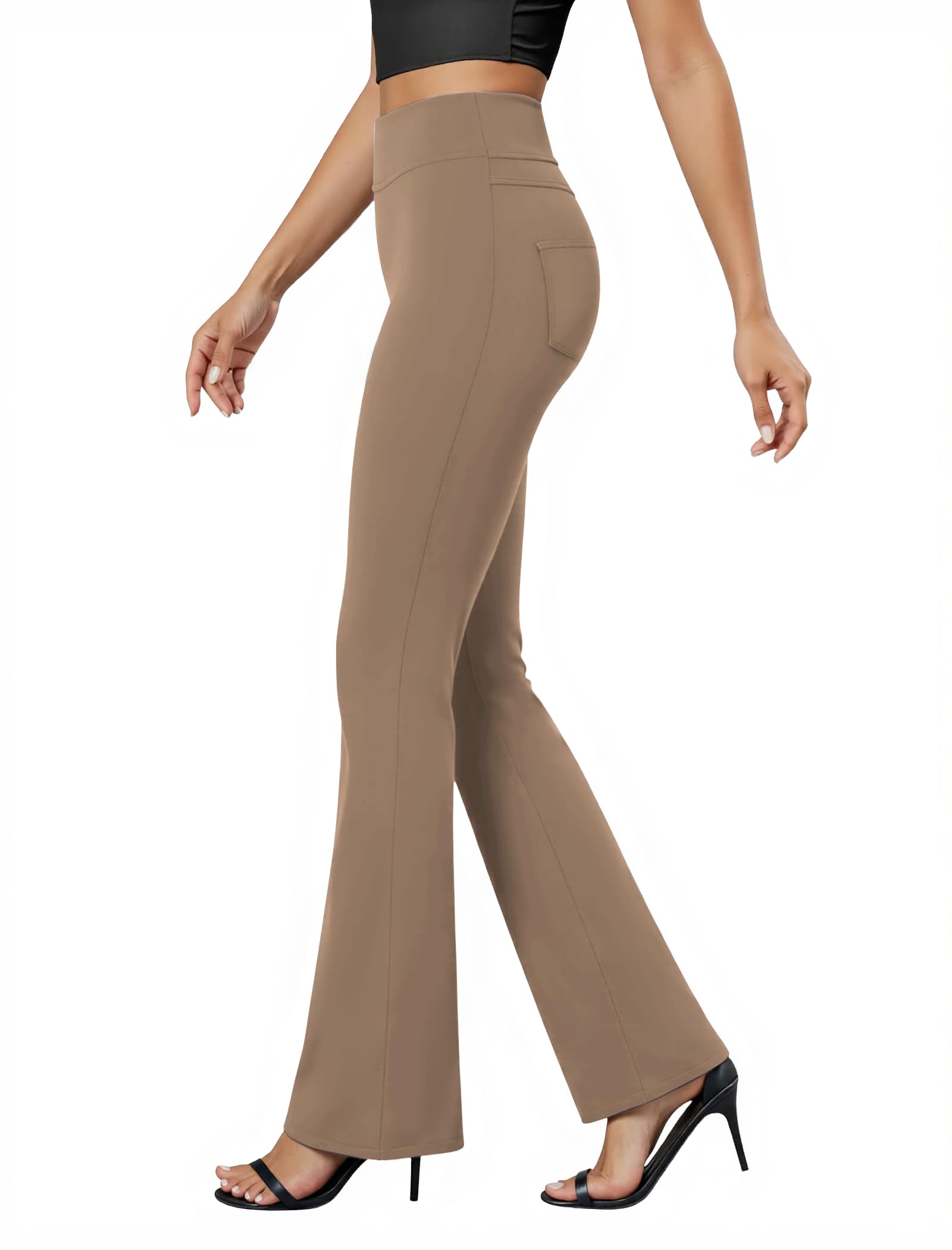 Friptspyg Yogahose Damen mit Taschen Sporthose Elastische Arbeitshose | Hosen Damen mit Hoch Taille，Freizeithose, Enge Schlaghose, mit Doppel-Taschen-Design, vereint Freizeit- und Sportlichkeit