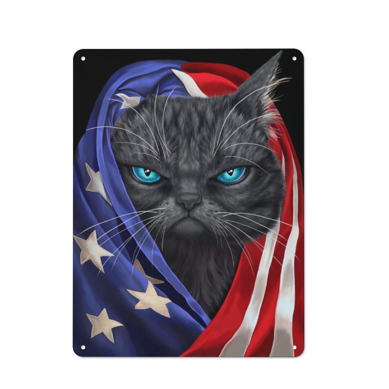 Junmoney Russian Cat Usa Patriot Rustic Tin Sign 40X30cm Featuring For Garage Or Workshop, For Updating Garage And Workshop After Moving
