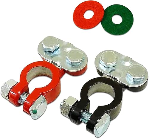 cerfioo 2 conectores de terminal de cable automotriz, terminales de poste de potencia negativa positiva superior con arandelas, accesorios de