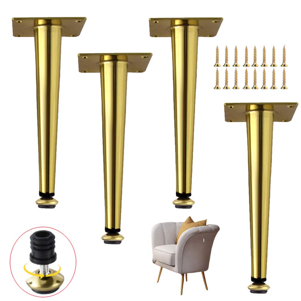 Lot de 4 pieds de meubles réglables en métal de 12,5 cm hauteur droite fer