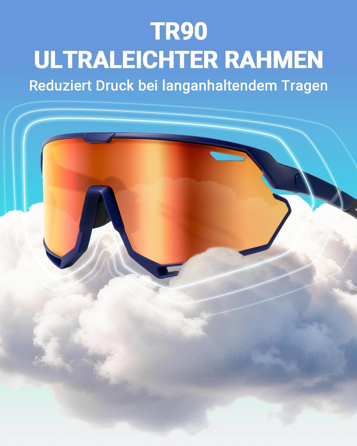 Meeloog Occhiali da sole sportivi polarizzati da 26 g per uomo e donna con 3 lenti - protezione UV400 per ciclismo, corsa, pesca e attività all'aperto