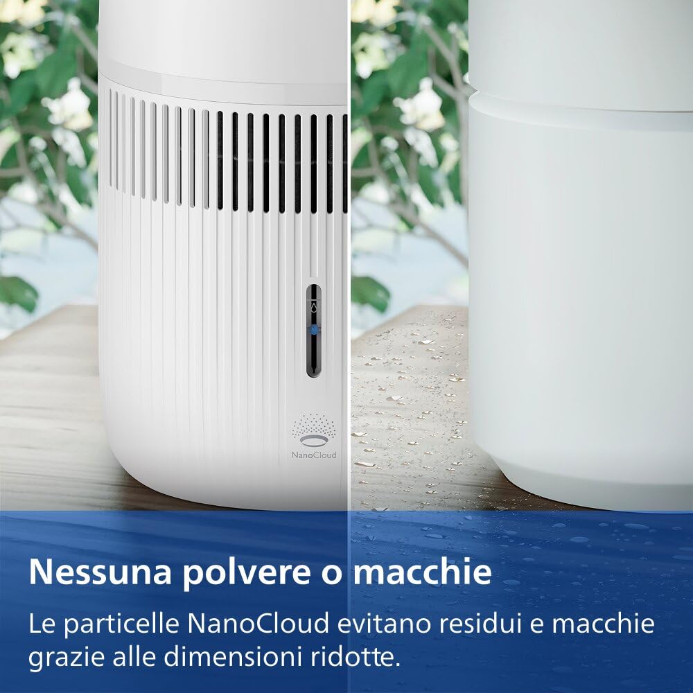 Philips Umidificatore Evaporativo Serie 4000, Umidificazione Igienica, 99,97% di Batteri in Meno, Serbatoio da 3,5 L, 275 ml/h, Stanze fino a 41 m², Bianco (HU4209/00)