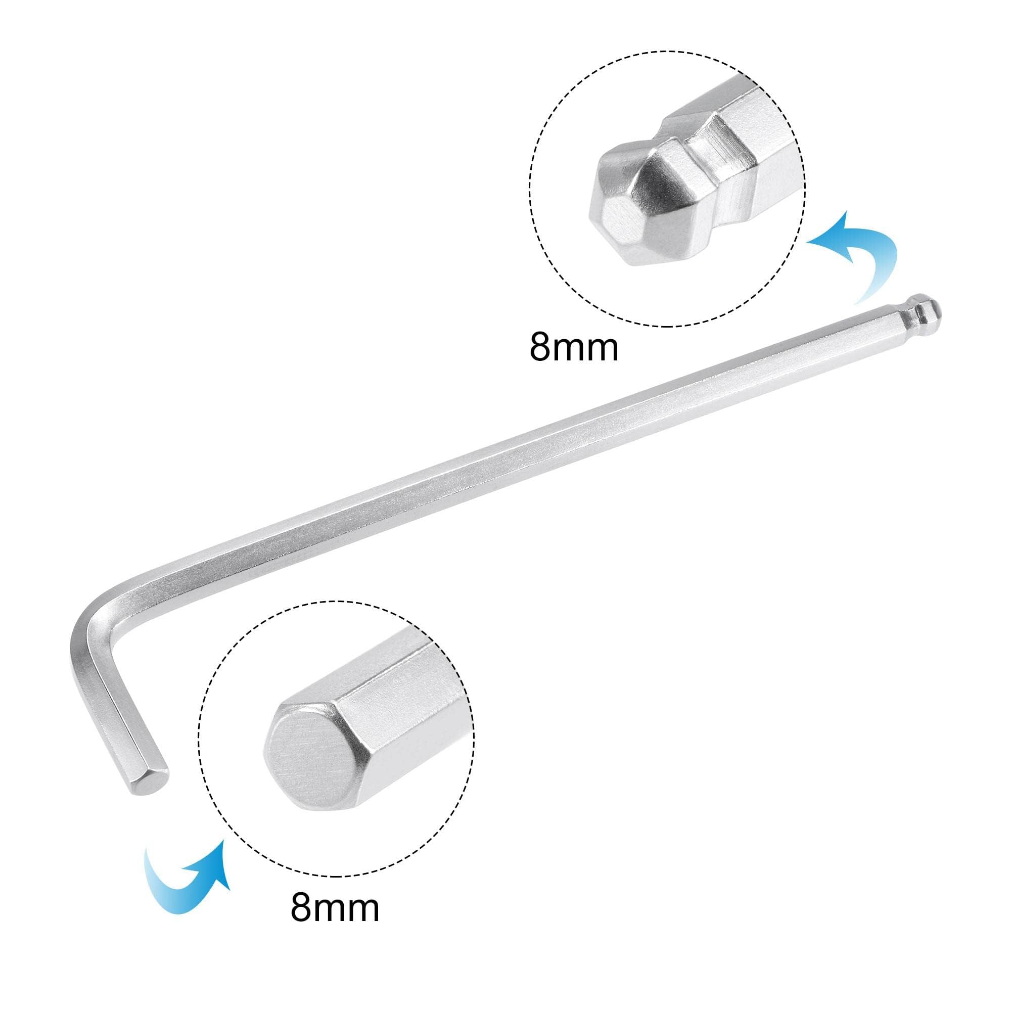 TOP-VIGOR 8mm Ball End Hex Key Wrench, L Shaped Long Arm Allen Key for Household DIY Professional Machine Repairing, CR-V - Image 3