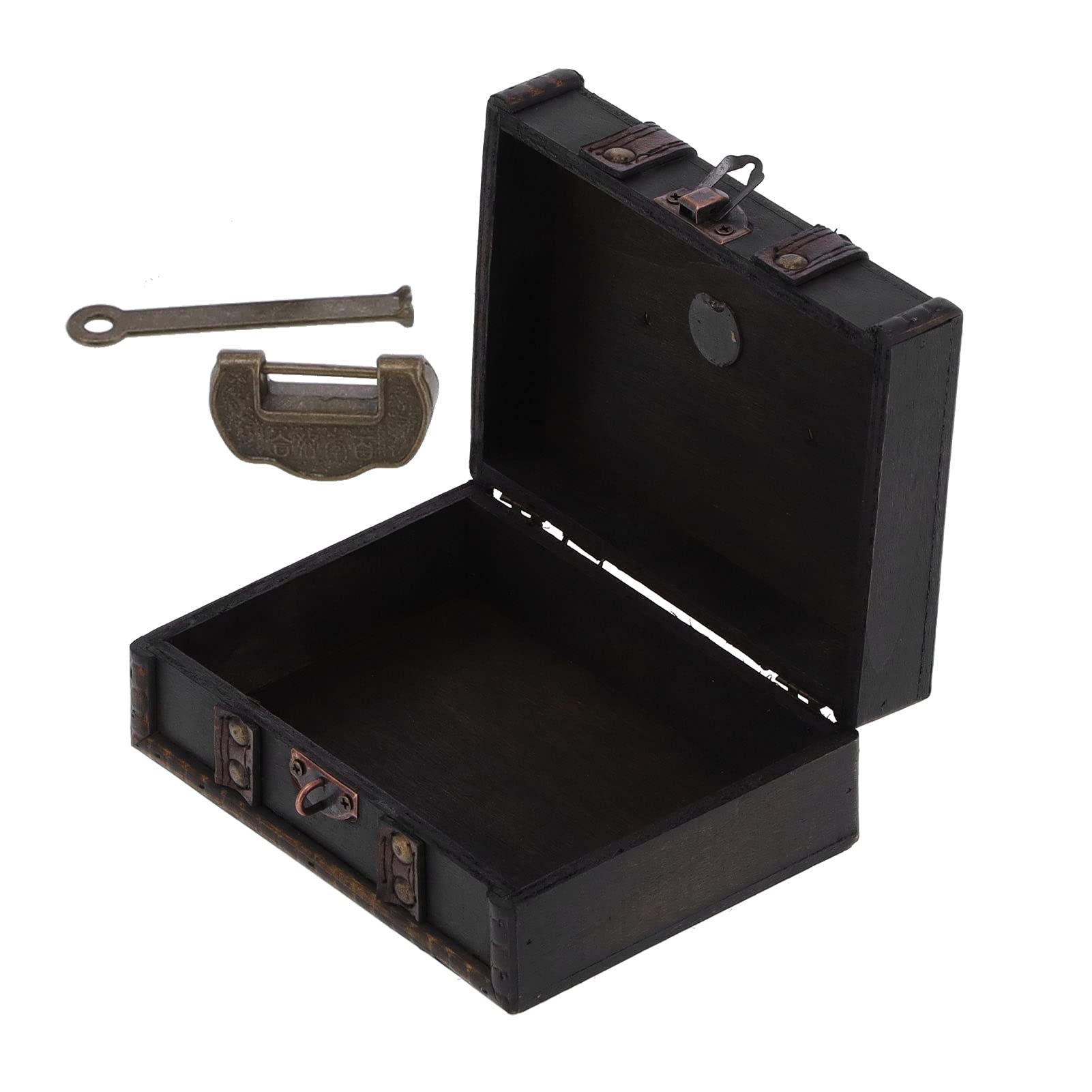 Caja de madera retro Sto Caja de joyería antigua con cerradura en D y llave de escritorio Nizer para joyas, collares, ingles, caja de recuerdo de madera hecha a mano