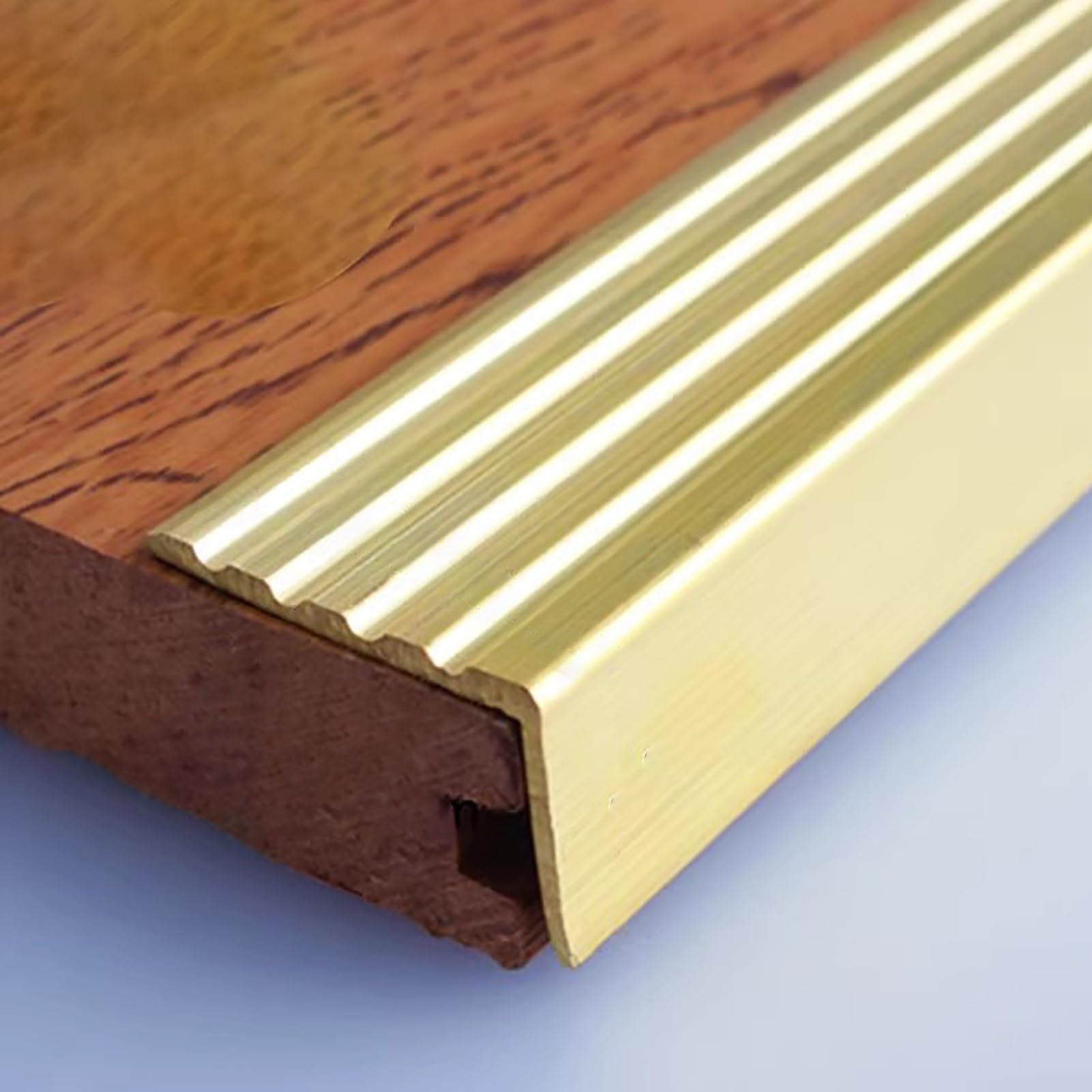 Perfil de Transición Perfil Remate Latón Macizo Escaleras/Moldura Borde Escalera, Protector Borde para Peldaños Madera, Tiras Transición Forma L para Pisos, Oro(25x25mm(0.98x0.98"))