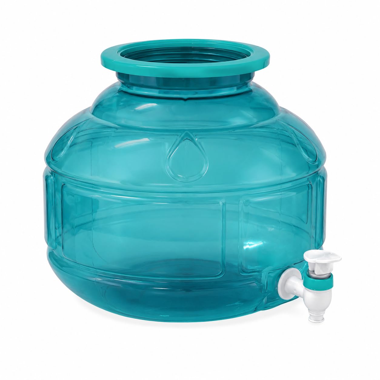 MAYUMI Plastic Water Dispenser Jar with Tap, Peacock Green, Unbreakable (Virgin Quality), 10 Liter, Green-image-3
