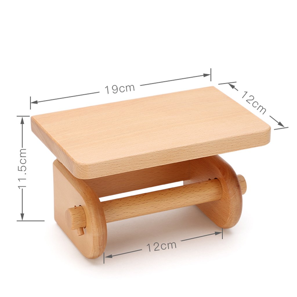 Dispenser di Carta Igienica in Legno Massello Moderno E Innovativo, Porta Carta Igienica E Ripiano Portaoggetti