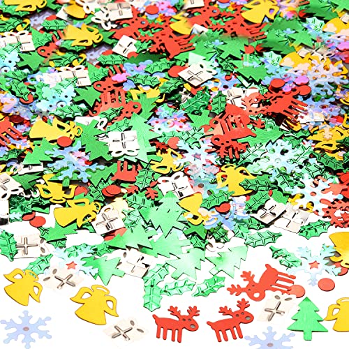 Lezevn 1 Ounce Christmas Glitter Sequins Elk Snowflake Gift Box Confetti Red Green White for Christmas Crafts DIY Nail Art