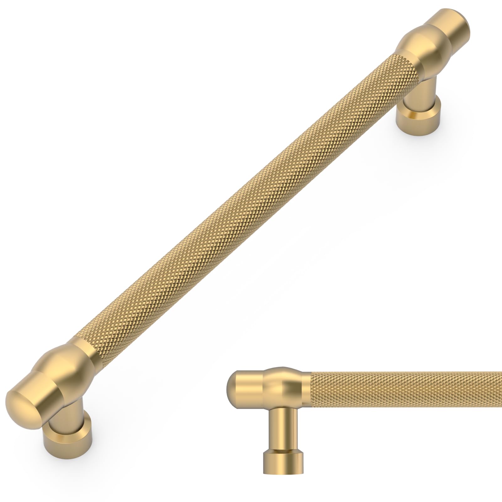 Amerdeco 10 Pack Champagne Bronze Knurled Cabinet Handles 160mm Hole Centre