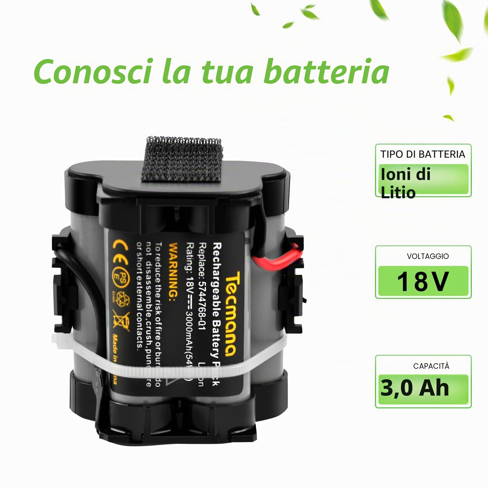 18V 3000mAh Batteria Compatibile con Gardena R38Li, R40Li, R45Li, R50Li, R70Li, R75Li, R80Li, 124562