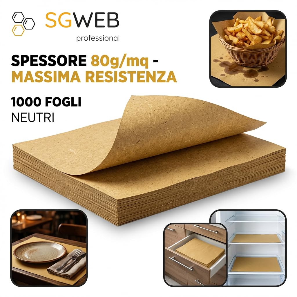 Tovagliette di Carta Paglia 30x40cm Monouso per Ristoranti e Bar - Carta Riciclata Naturale 80gr/mq - Sottopiatti Americani per Alimenti Senza Loghi, Formato Rettangolare 1000 Pezzi