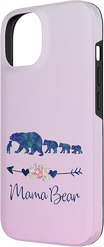 Miniatura 5 de Funda para iPhone 15 Pro Max Verde Azulado Púrpura Floral Mama Oso Cuatro Cachorros Plata Rosa