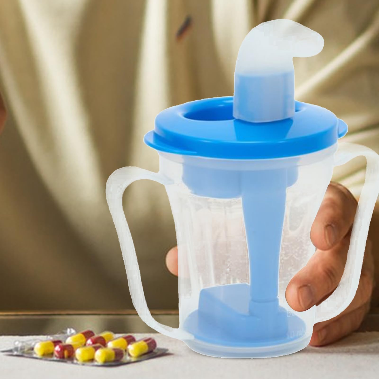 Borraccia regolabile per disfagia, bottiglia d'acqua con cannuccia, a prova di soffocamento, a prova di fuoriuscite, per ospedale, casa, letto, viaggi, pazienti, bambini, adulti, anziani