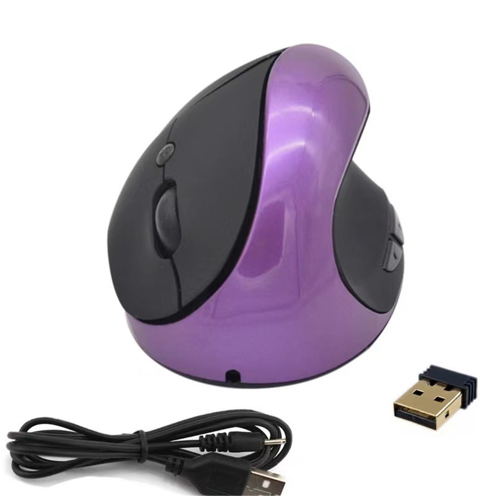 Ratón vertical ergonómico morado inalámbrico con 3 DPI ajustables 7