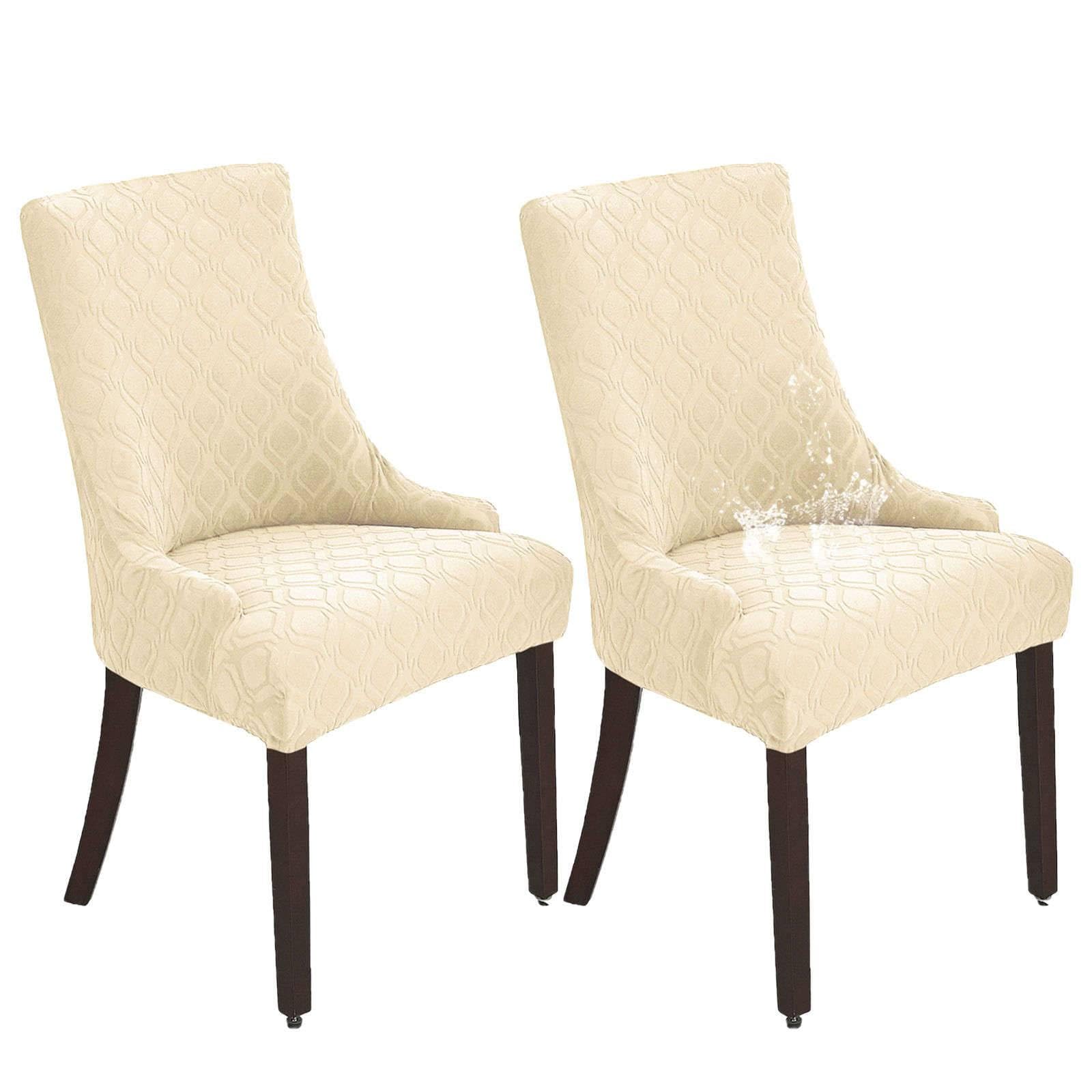 Funda Lateral para Sillas de Comedor-Beige-Pack de 2 | Funda De Sillón Orejero Lateral Impermeable y Elástica, Protector de Asiento Extraíble y Lavable para Banquetes y Decoración