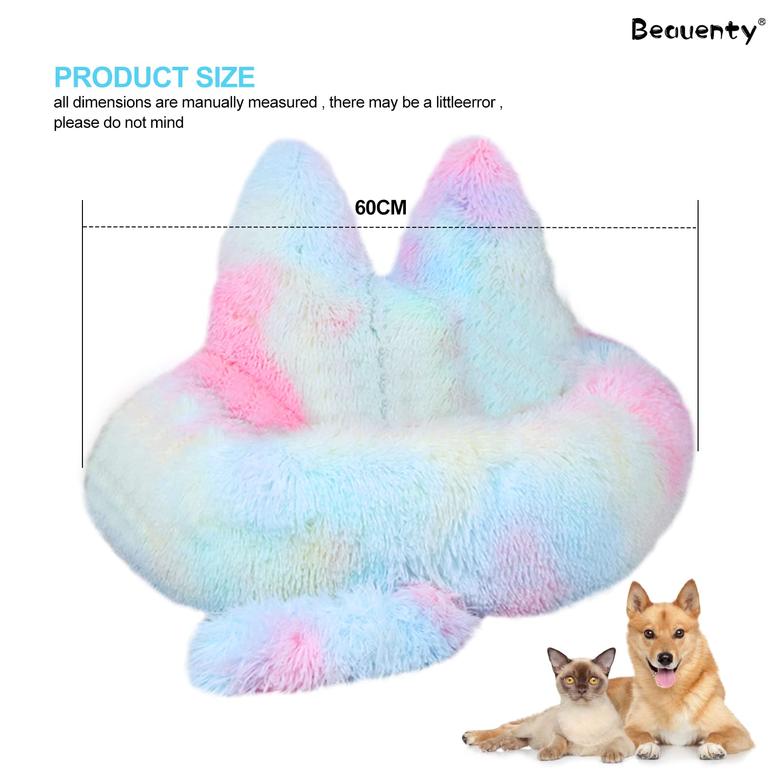 Beauenty Fluffy Cat Bed, Machine Washable Little Dog Pet Bed, Faux Fur Cuddler Round Warm Donut Bed for Cats and Dogs