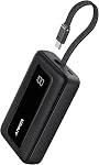Anker Zolo Banque d'électricité (2025 Version mise à jour), 20,000mAh 30W Chargeur portable haute vitesse avec intégration USB-C Câble, batterie pour iPhone 17/16 / 15 Series, Galaxy, et plus encore (20000, Heures d'ampli)