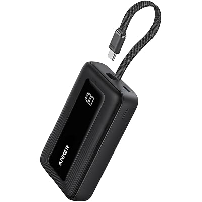 Anker Portable Charger, 10,000mAh 30W Power Bank, USB-C in and Out Fast Charging Battery Pack, Travel Essential Phone Power Bank, for iPhone 17/16, Galaxy and More (Black, 10000.00, Milliamp Hours)