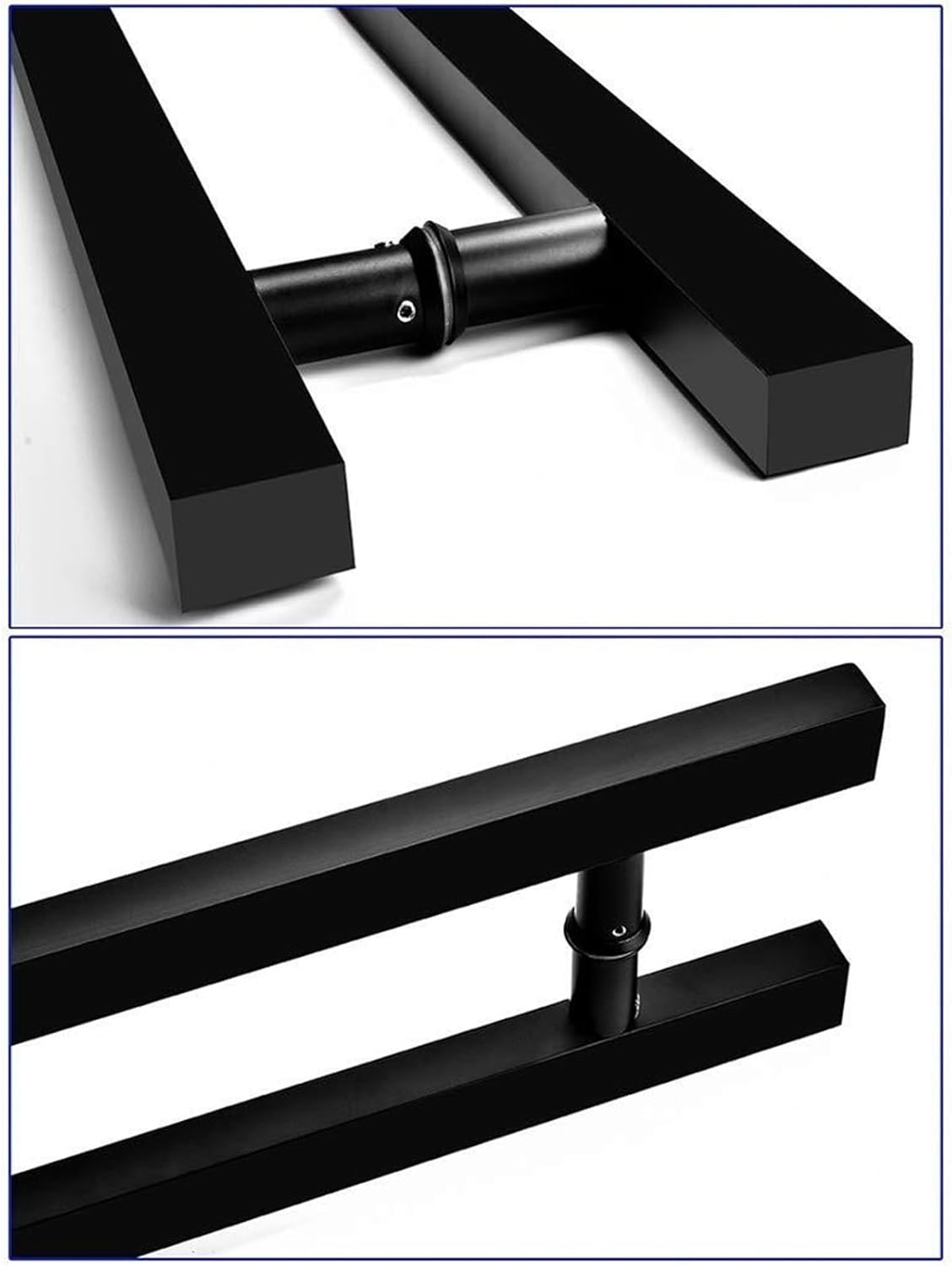 Push-Pull Black Lacquered Stainless Steel Square Tube Shop Glass Door Handle/Wooden Barn Door Sliding Handle-6 Sizes (Size : 800x600mm)