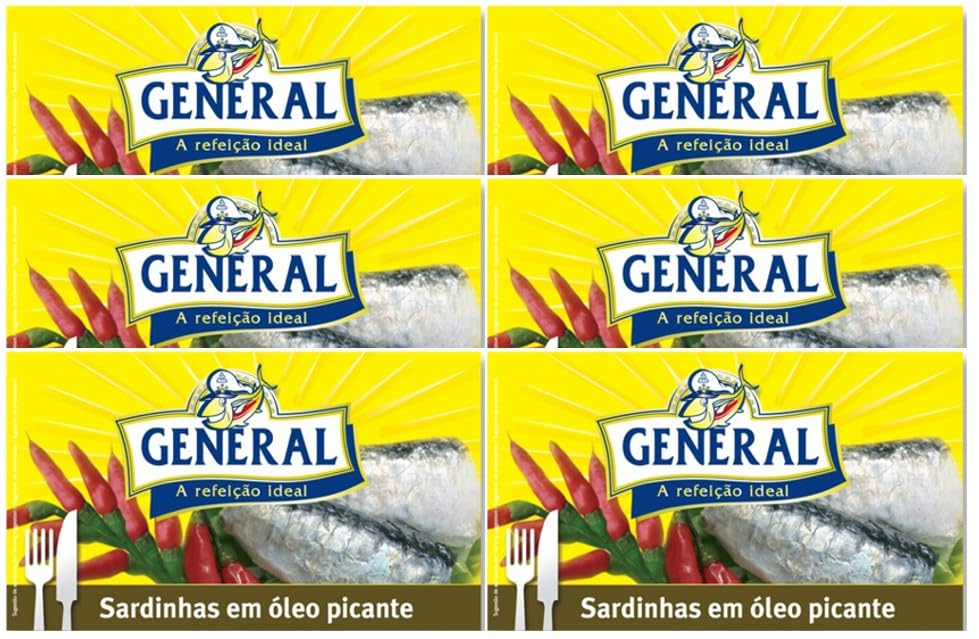 General Sardinen in würzigem Öl 6 x 120g | Reich an Omega 3 | Portugal