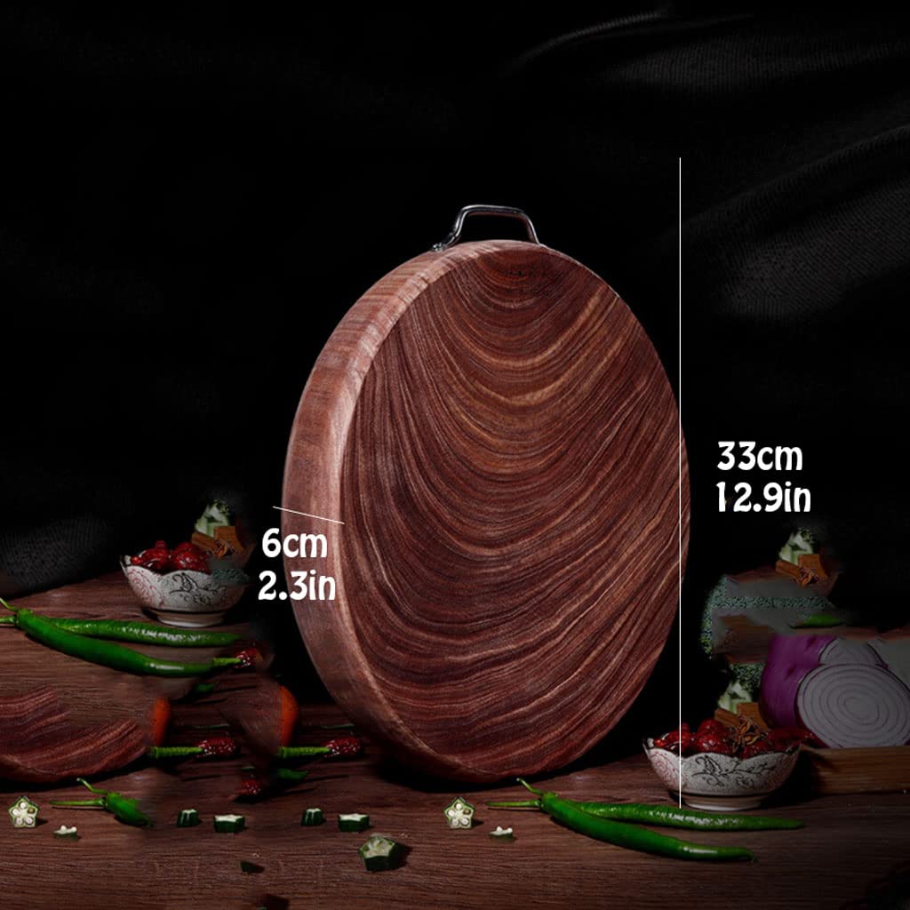 Tabla de Cortar Tabla de Cortar de Primera Calidad, Grande, de Hierro, Redonda, Gruesa, con Asas, Resistente, para Cocina, para Carne y Verduras, 33 cm/12,9 Pulgadas